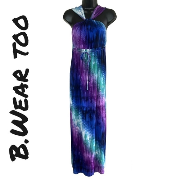 B.Wear Too Women’s Blue/Purple Tie Dye Maxi Dress Size M - Picture 1 of 13